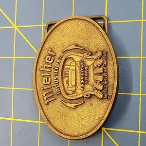 Advertising Miether Industries Mining & Power Division Brassy Belt Buckle